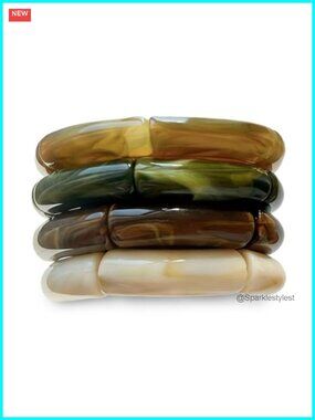 Chunky Acrylic Bangle Bracelets Set, Stretchy Stackable Boho Jewelry for Women